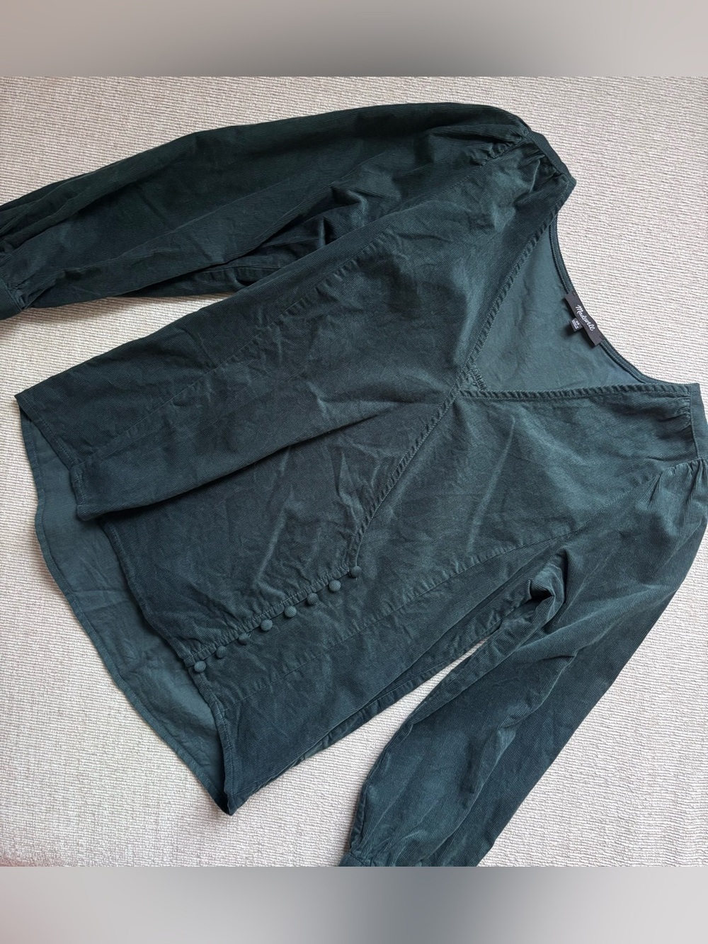 Madewell Forest Green Corduroy 100% Cotton Blouse